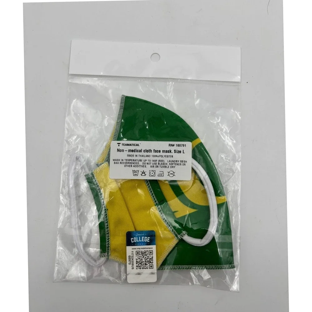 Oregon Ducks Green Yellow Logo Non Medical Cloth Face Mask Size L‎ Teamatical